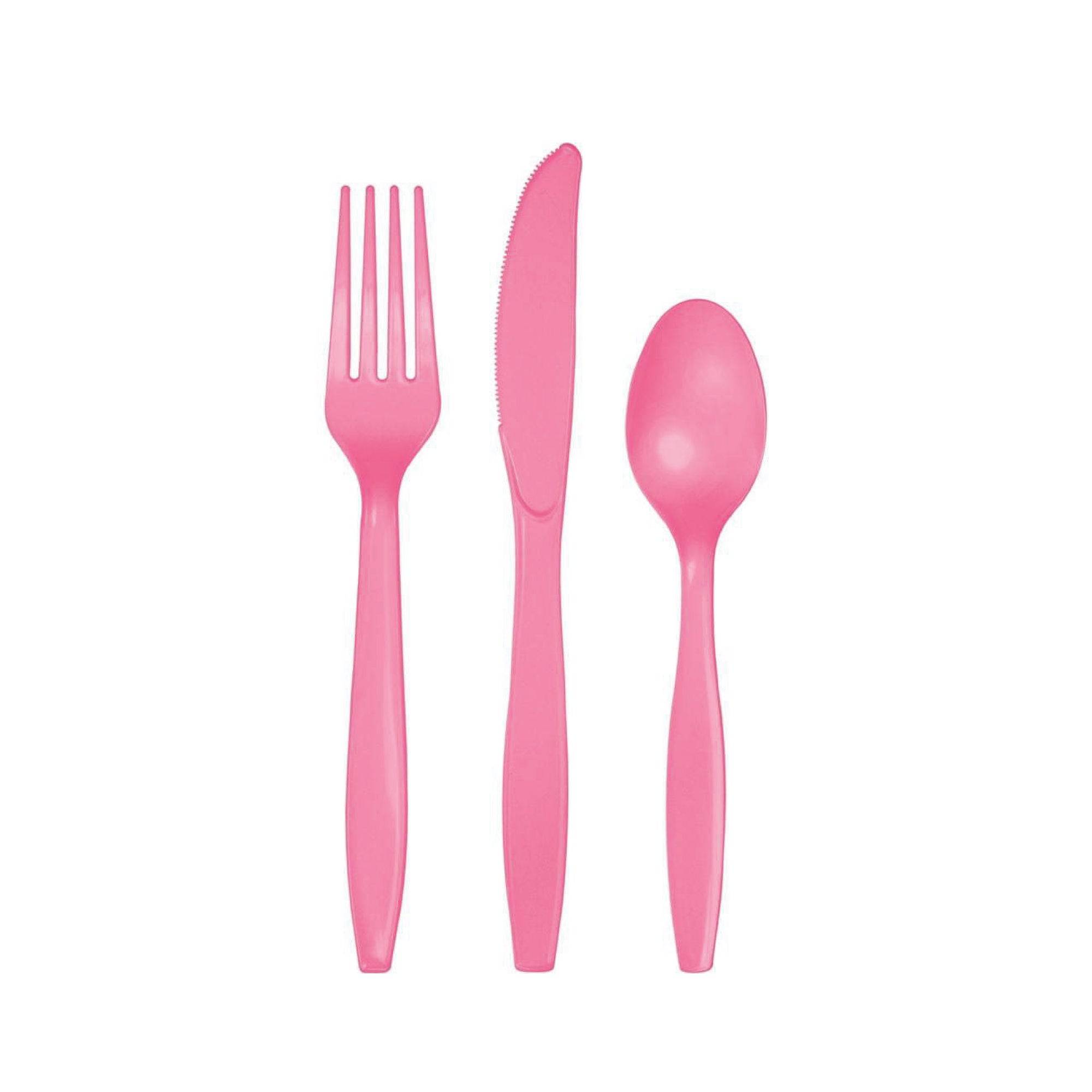 Candy Pink Premium Plastic Cutlery Service for 8 | The Party Darling