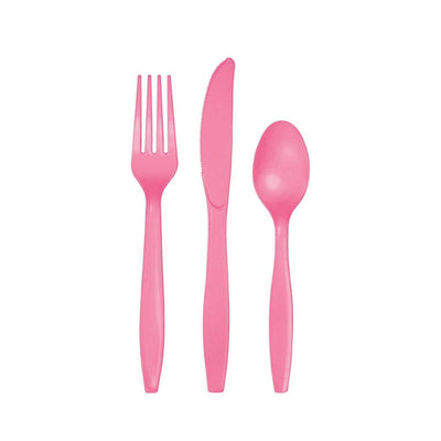 Candy Pink Premium Plastic Cutlery Set for 8