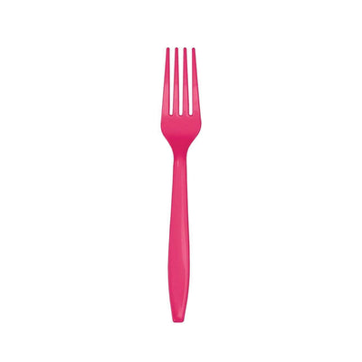 Dark Pink Plastic Forks 24ct