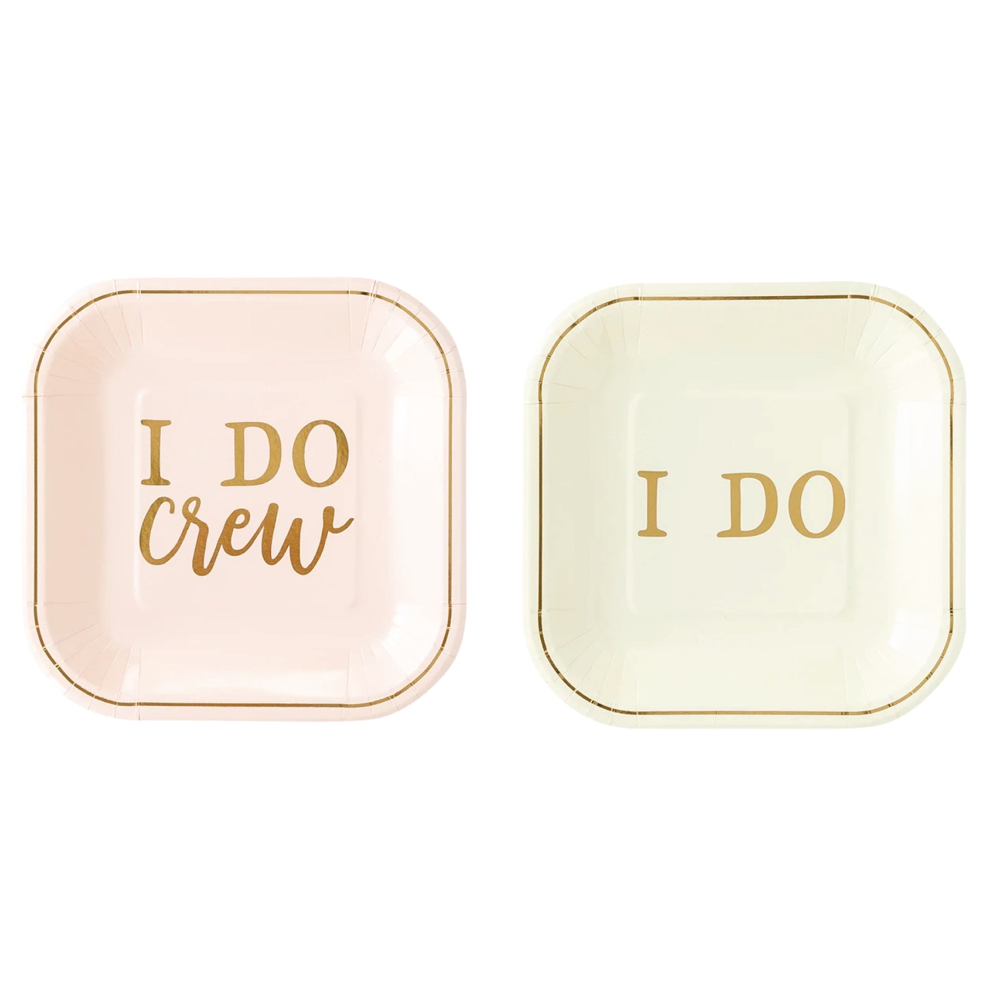 Pink & Gold I DO Crew Dessert Plates 8ct | The Party Darling