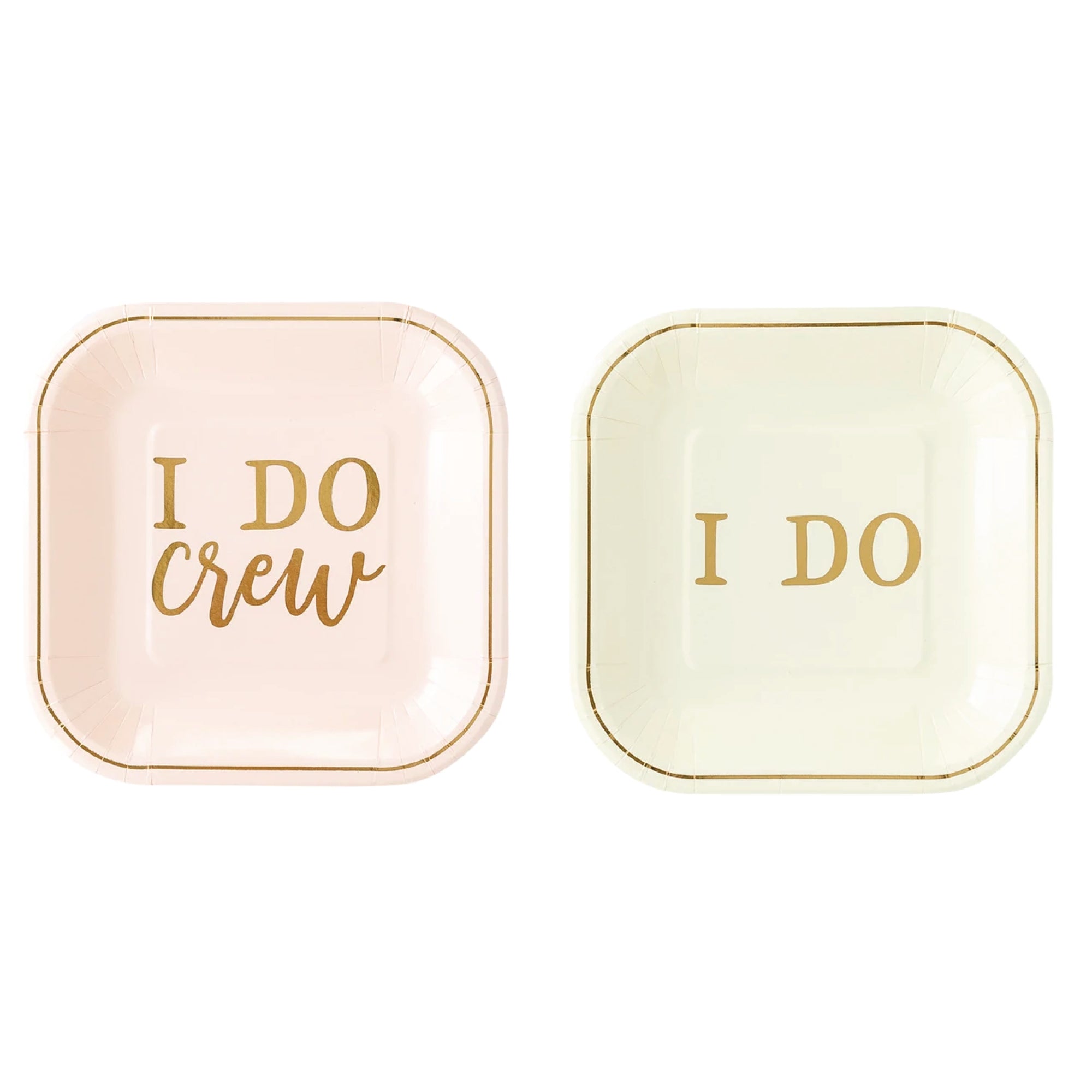 Pink & Gold I DO Crew Dessert Plates 8ct | The Party Darling
