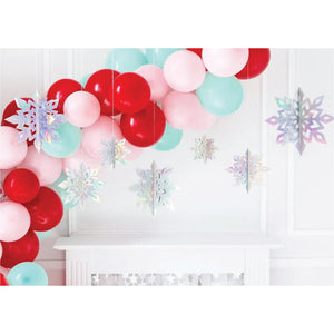 Iridescent Snowflake Hanging Decorations 6ct Christmas Display