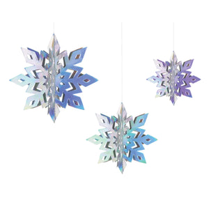 Iridescent Snowflake Hanging Decorations 6ct | The Party Darling