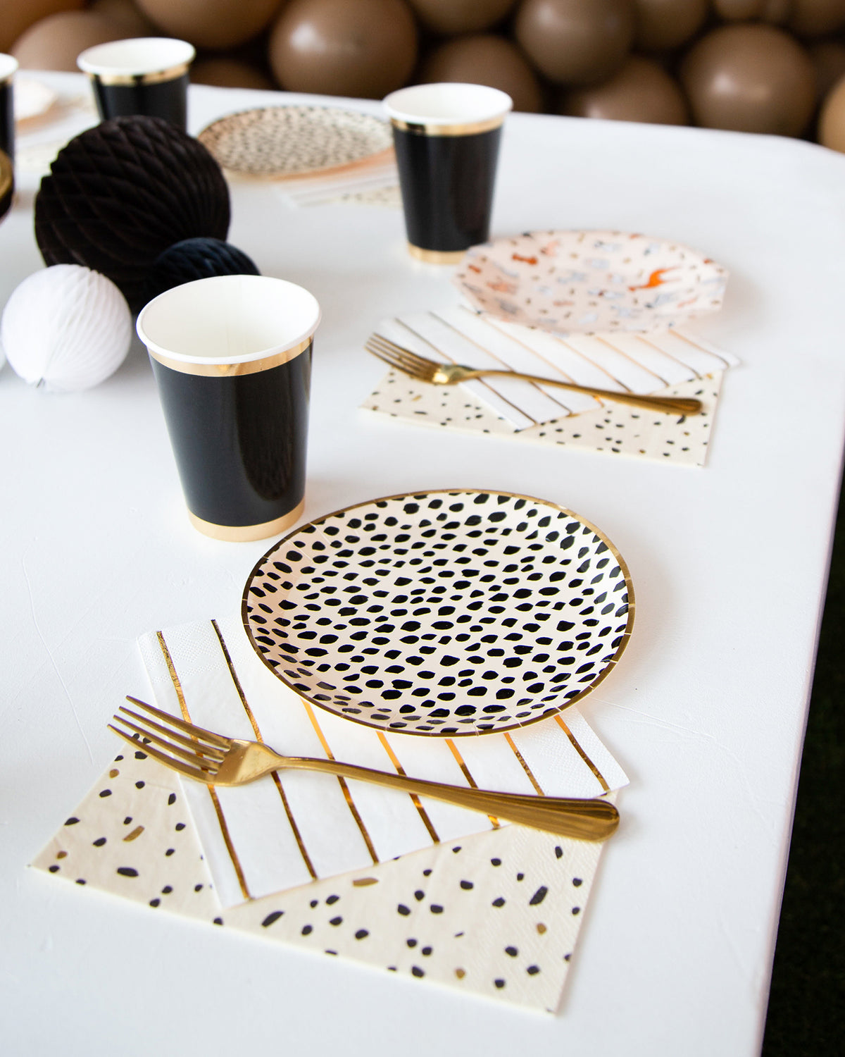 Black &amp; Cream Dot Guest Towels 16ct - The Party Darling