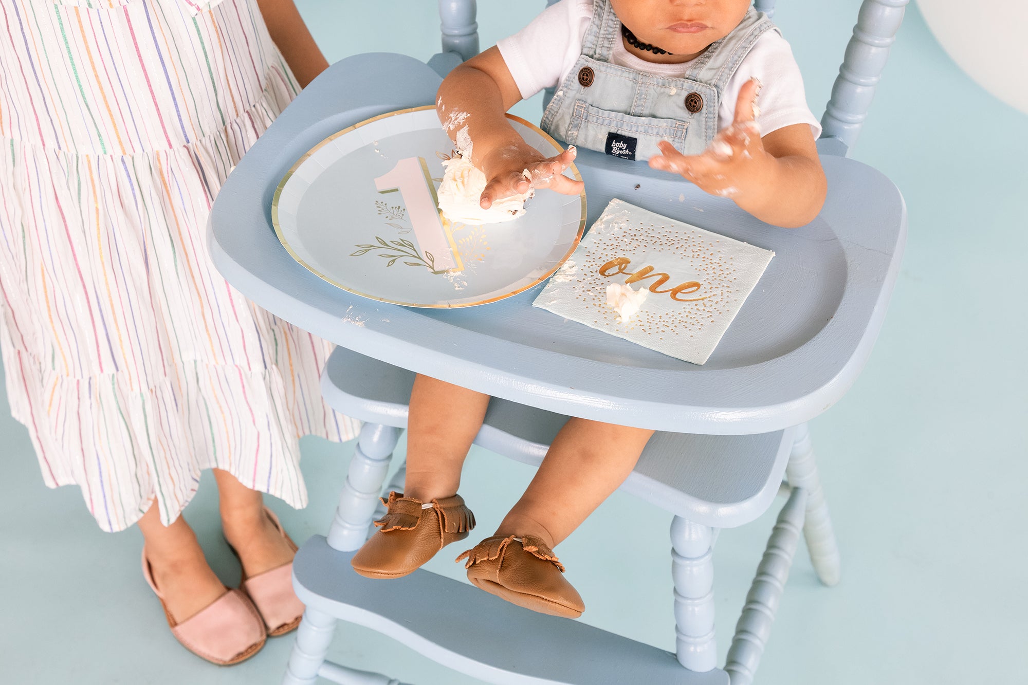 Blue & Gold 1st Birthday Lunch Plates 8ct | The Party Darling