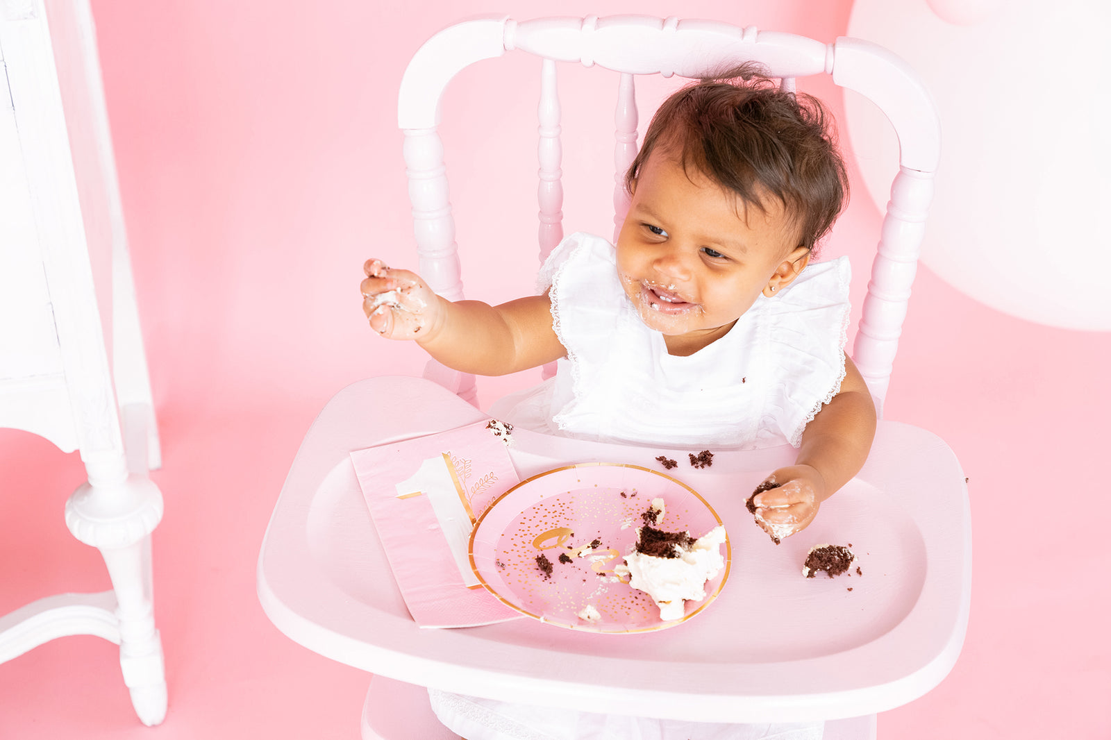 Pink & Gold 1st Birthday Dessert Plates 8ct | The Party Darling