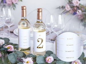 Gold Table Numbers for Wine Bottles (1-15) 30ct Wedding Display