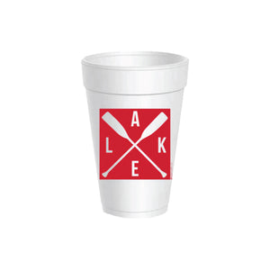 Red Lake Paddle Oars Styrofoam Cups & Lids 10ct | The Party Darling