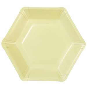 Large Hexagonal Pastel Paper Plates Yellow