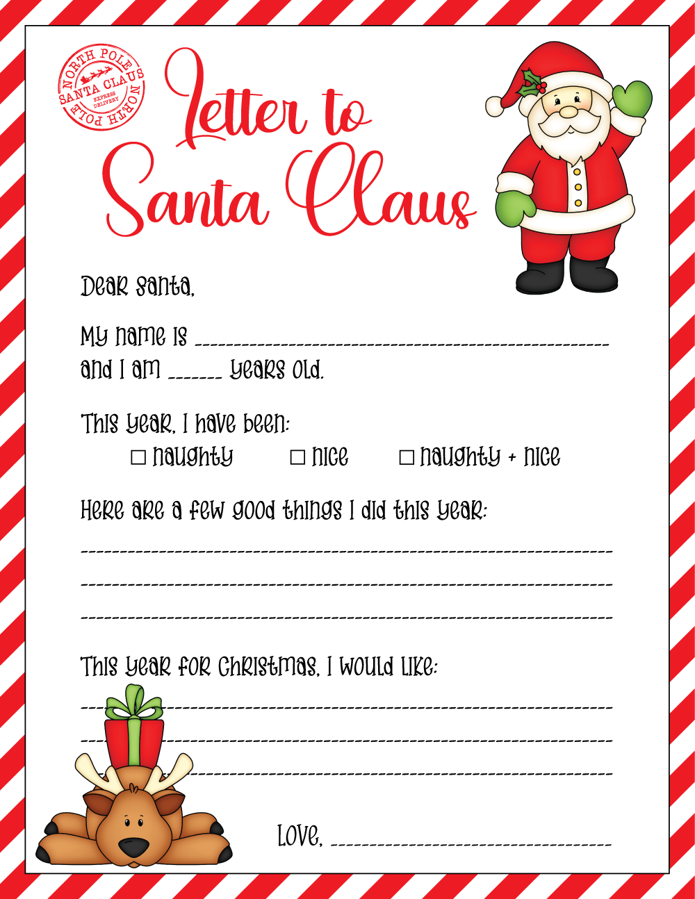 free printable letter to santa christmas gift list | the party darling