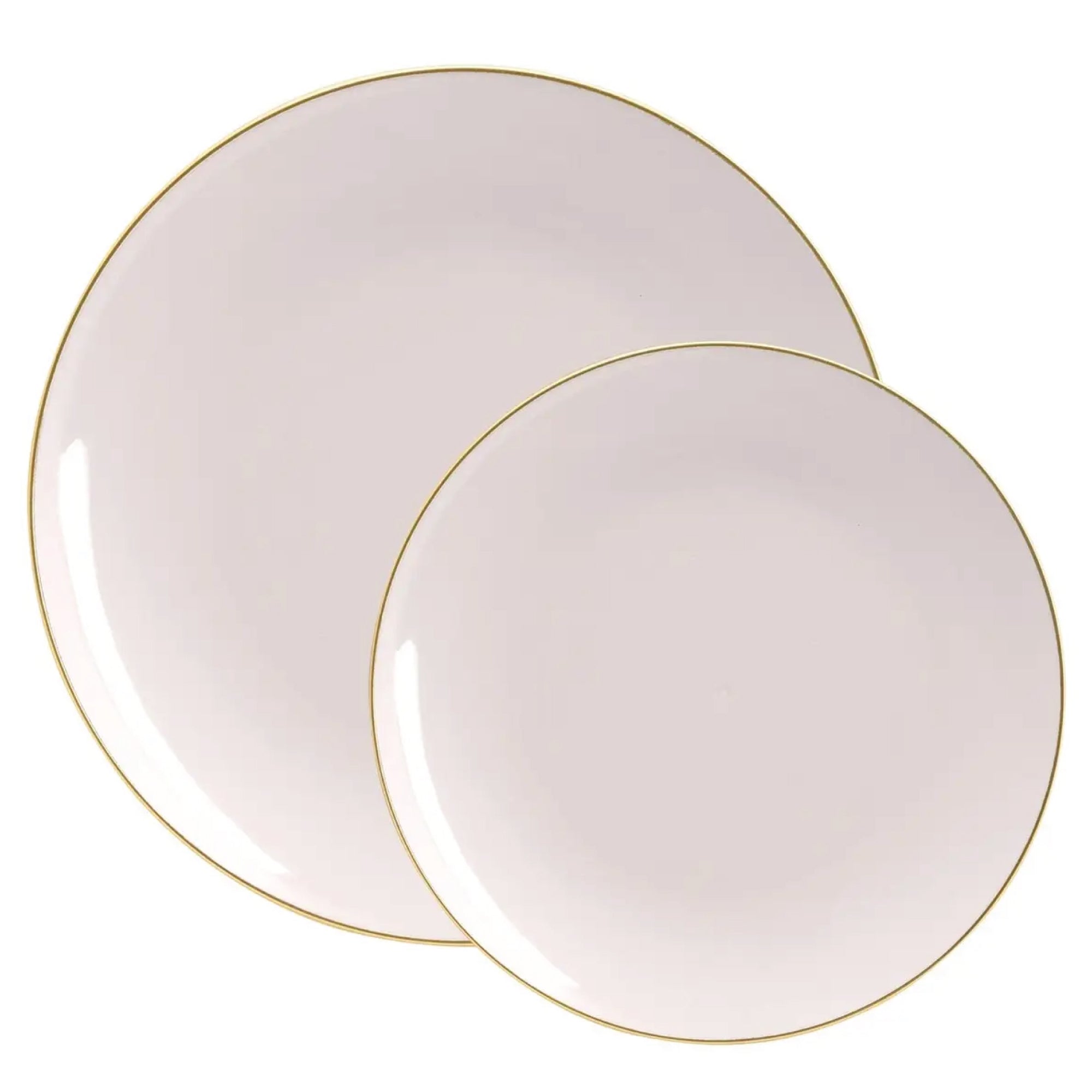 Linen Gray w/ Gold Rim Plastic Dinner Plates 10ct | The Party Darling