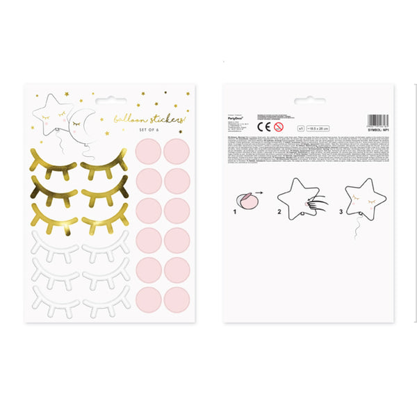 Eyelashes & Cheeks Balloon Stickers, 2 Sheets | The Party Darling