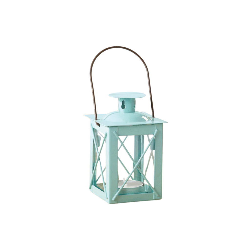Mini Blue Metal Tea Light Candle Lantern
