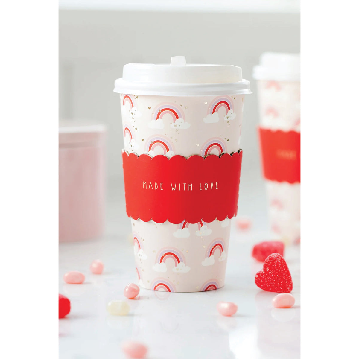 Ligegyldighed systematisk Tæt Pink Made with Love Rainbow Coffee Cups Lids 8ct | The Party Darling