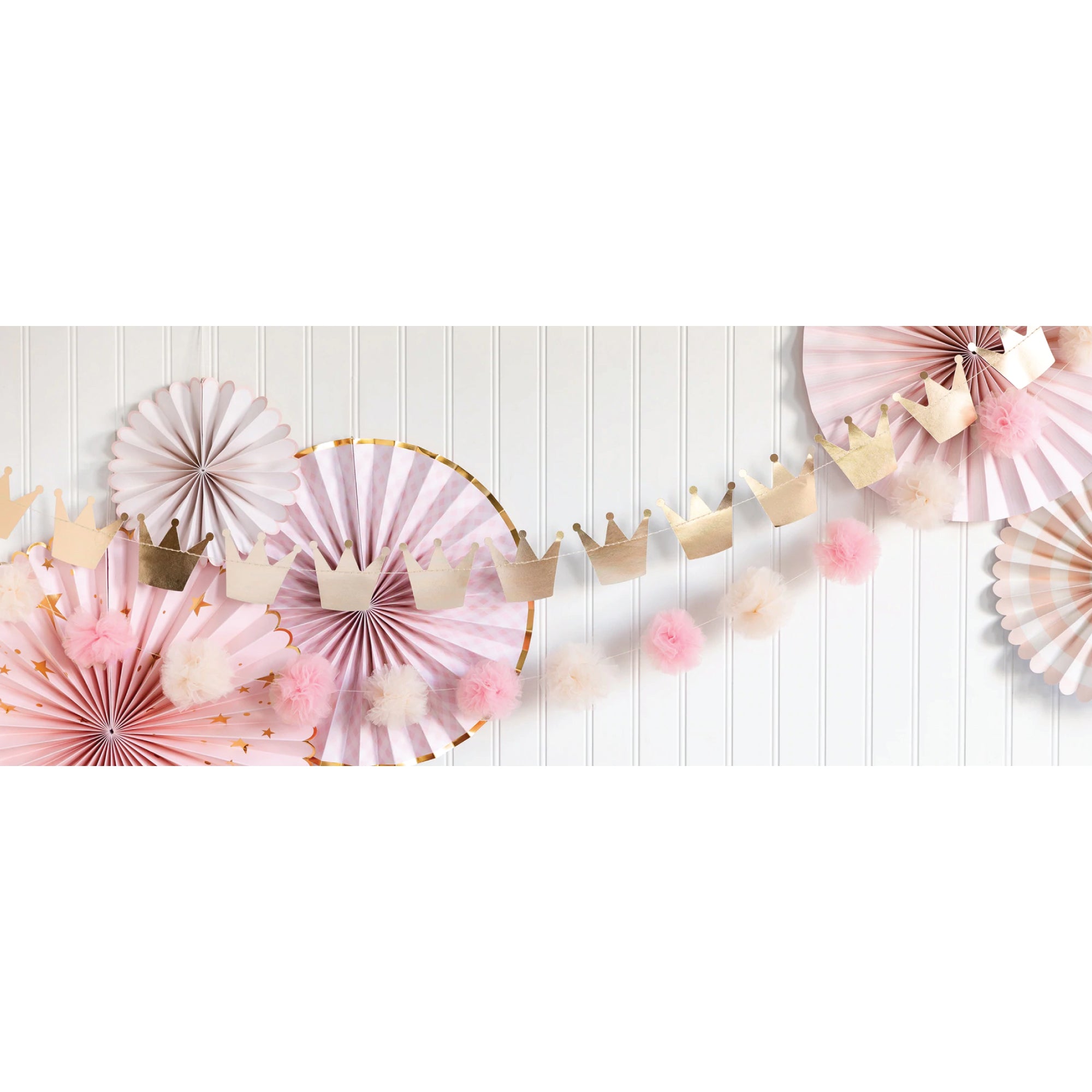 Magical Princess Crown & Pom Pom Garland 10ft | The Party Darling
