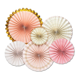 Gold & Pink Princess Paper Fan Decorations 6ct | The Party Darling