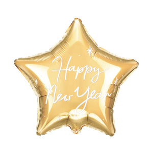 Matte Gold Happy New Year Star Foil Balloon 17in | The Party Darling