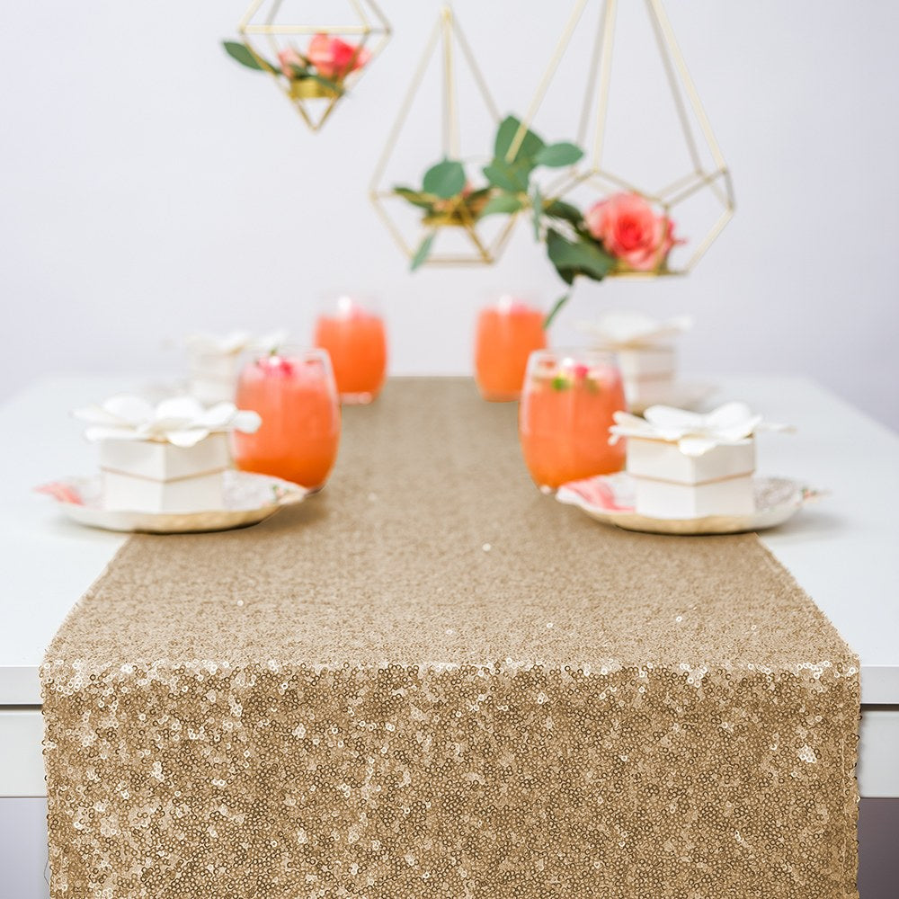 Metallic Gold Sequin Table Runner 9ft | The Party Darling