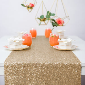 Metallic Gold Sequin Table Runner 9ft - The Party Darling