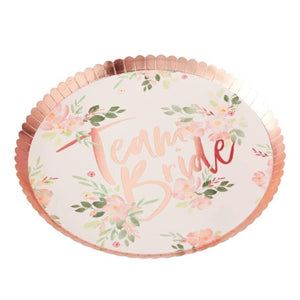 Floral & Rose Gold Team Bride Lunch Plates 8ct | The Party Darling
