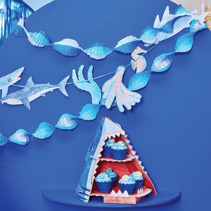 Metallic Blue & Silver Crepe Paper Streamers Shark Party