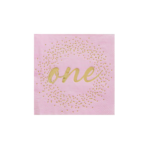 Pink & Gold 1st Birthday Dessert Napkins 20ct | The Party Darling