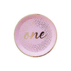 Pink & Gold 1st Birthday Dessert Plates 8ct | The Party Darling