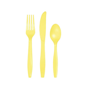 Mimosa Yellow Plastic Cutlery Service for 8 | The Party Darling