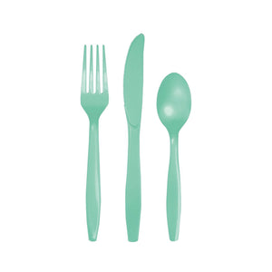 Mint Green Plastic Cutlery Set 24 ct | The Party Darling