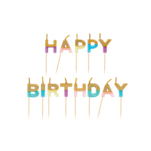 Multicolor & Gold Happy Birthday Toothpick Candles | The Party Darling