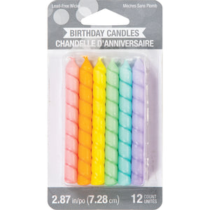 Multicolor Pastel Spiral Birthday Candles 12ct | The Party Darling