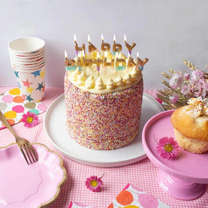 Multicolor Pastel & Gold Happy Birthday Candle Set - The Party Darling