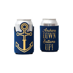 Nautical Anchors Down Bottoms Up Can Coozie | The Party Darling