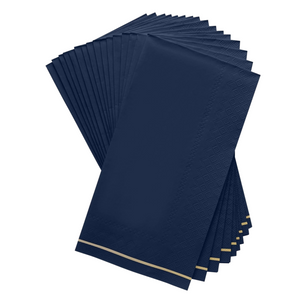 Navy with Gold Stripe Paper Guest Towels 16ct | The Party Darling