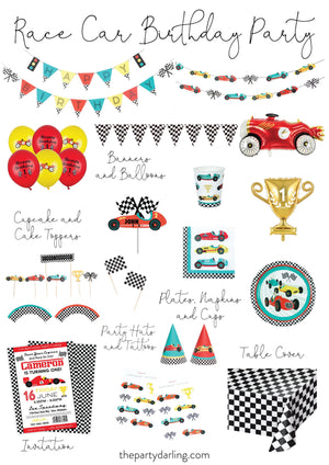 Classic Race Car Plates 12ct | The Party Darling