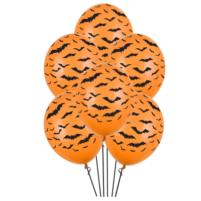 Orange & Black Bat Halloween Latex Balloons 6ct