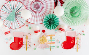 Pink Party Christmas Fans 6ct Display