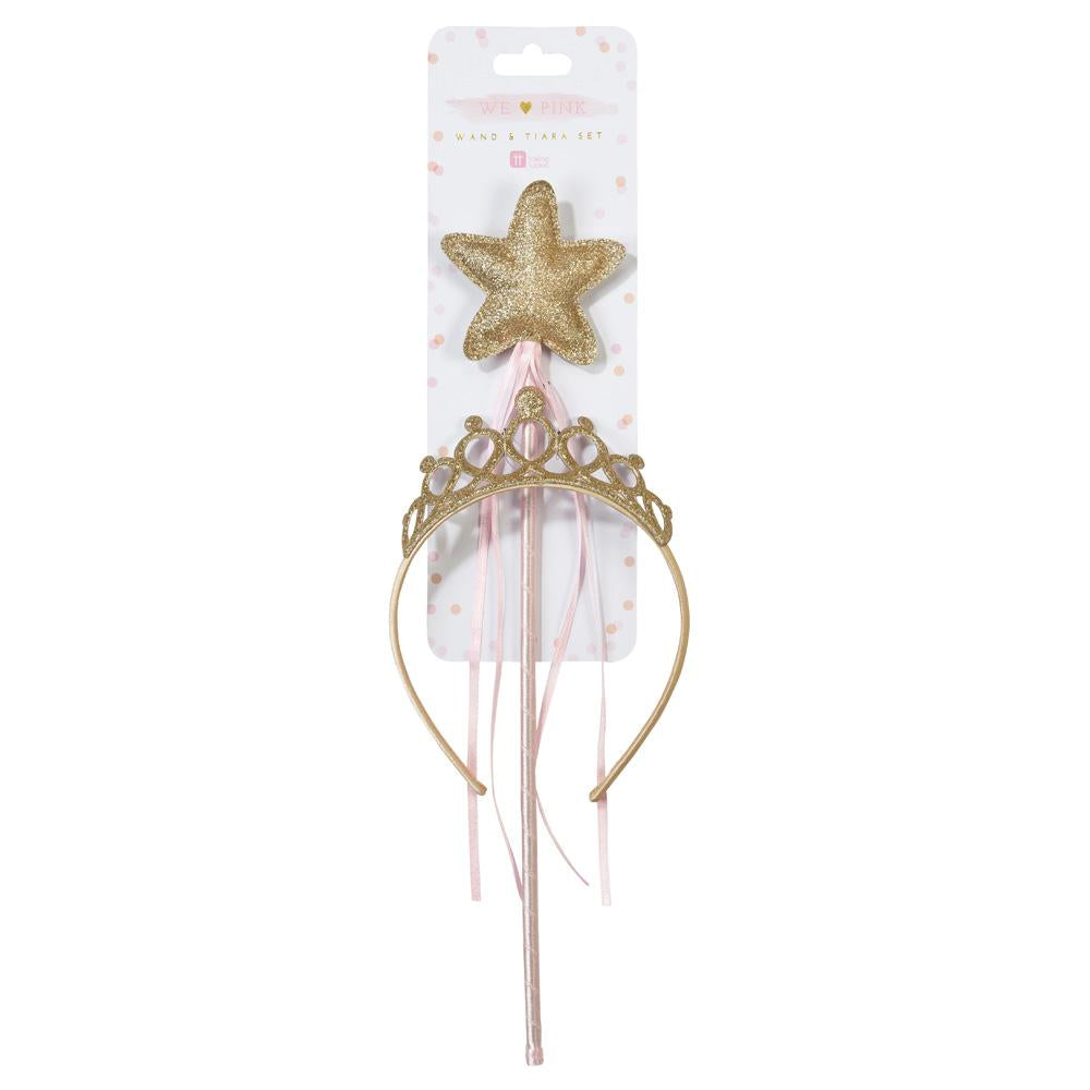 Pink & Gold Princess Wand & Tiara Set Pack