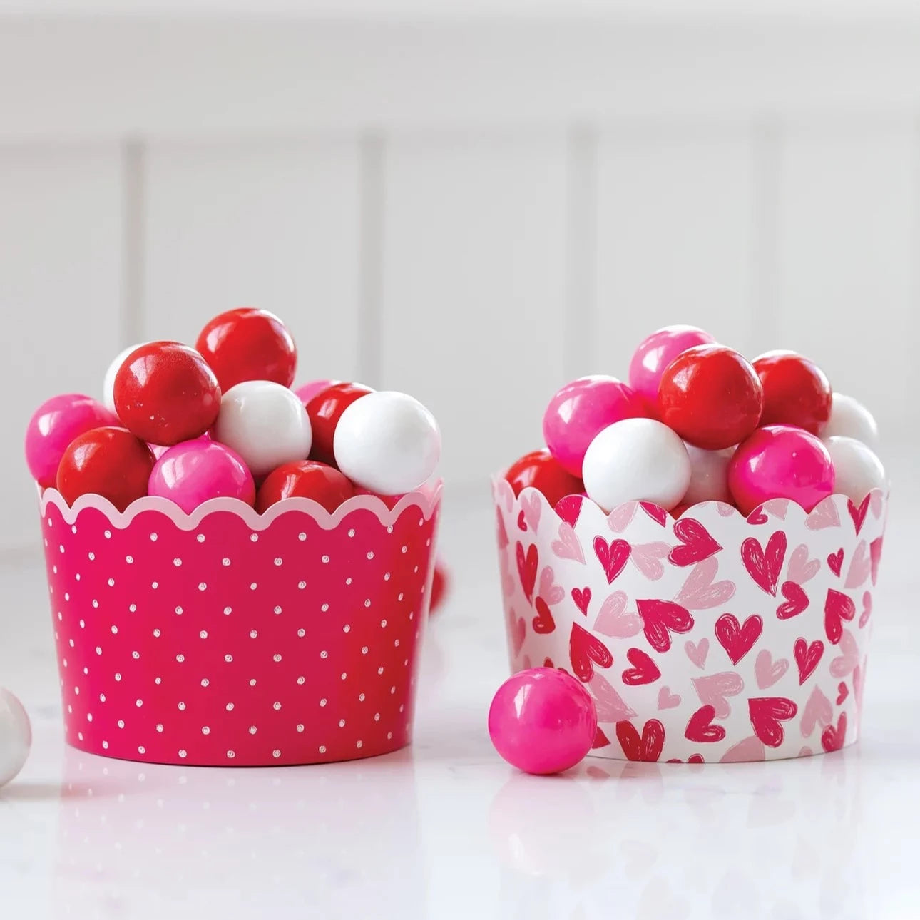 Pink Sketch Hearts & Polka Dot Jumbo Food Cups 40ct | The Party Darling