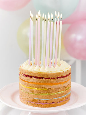Pastel Rainbow Birthday Candles Cake Decorations
