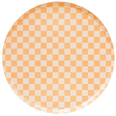 Peach & Cream Checkered Dinner Plates 8ct
