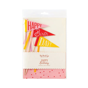 Pink Birthday Pennant Cake Toppers 3ct | The Party Darling