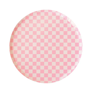 Pink Checkered Dessert Plates 8ct | The Party Darling