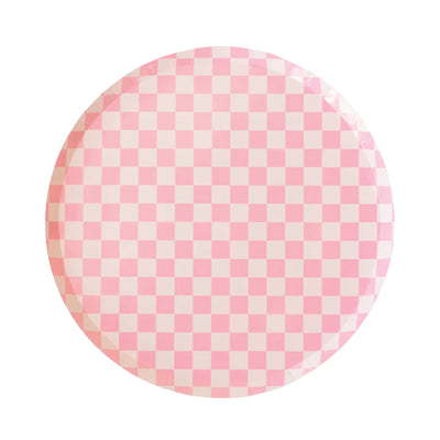 Pink Checkered Dessert Plates 8ct