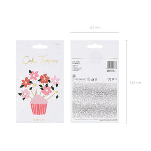Pink Flower Cupcake Toppers 8ct Packaged