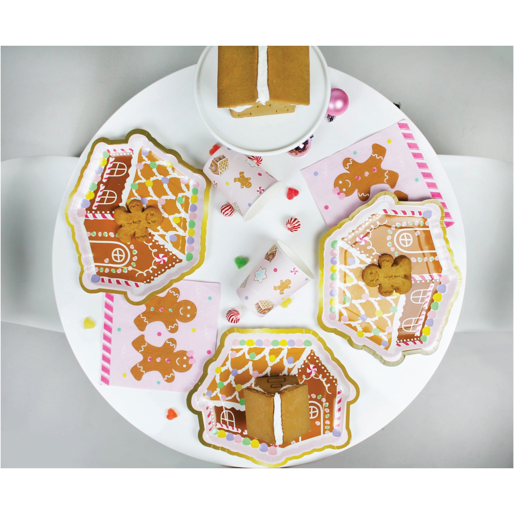 Pink Gingerbread House Lunch Napkins 24ct - Thumbnail 2