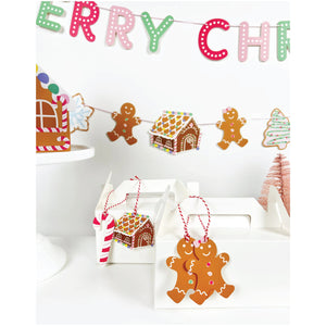Pink Gingerbread House Gift Tags 12ct Attached to gifts