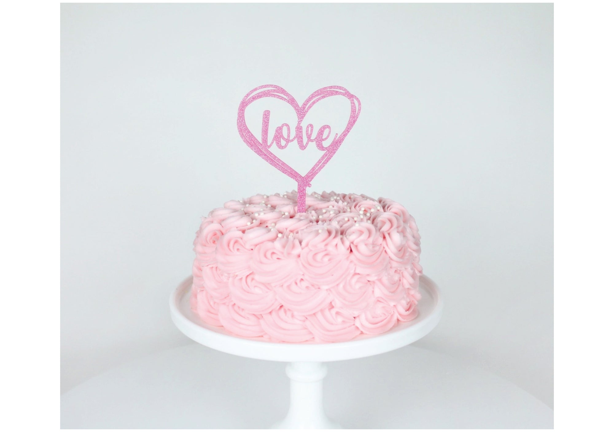 Pink Glitter Love Cake Topper | The Party Darling