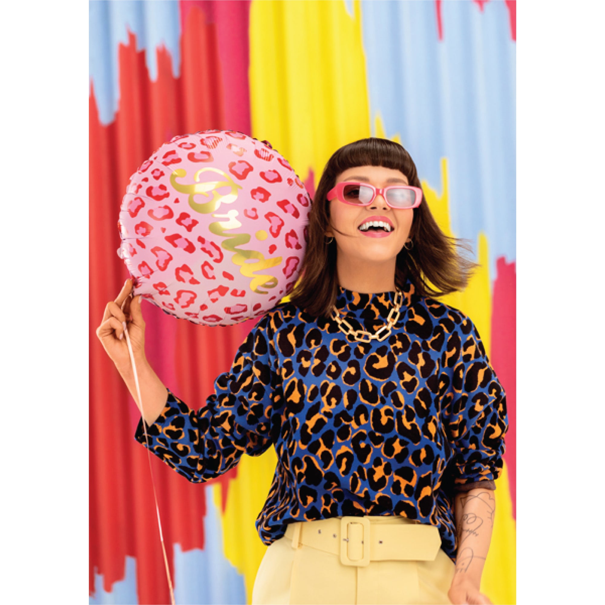 Pink Leopard Bride Foil Balloon 17in Lifestyle