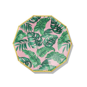 Pink Palm Leaf Dessert Plates 10ct | The Party Darling